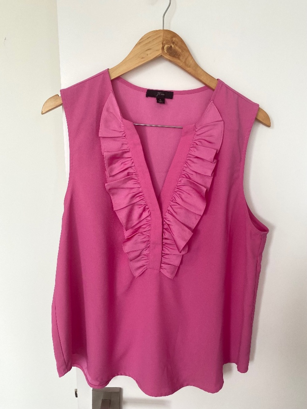 J. Crew Pink Sleeveless blouse with ruffle